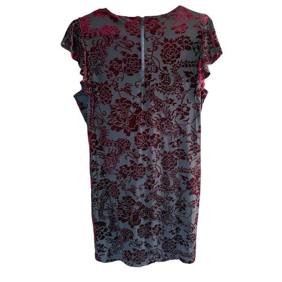 Y2K Adrienne Vittadini Dragon Floral Burnout Velvet Dress Whimsigoth Vamp S - Picture 4 of 7